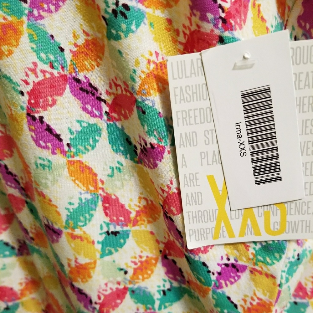 NWT Lularoe XXS Irma Top, Rainbow!